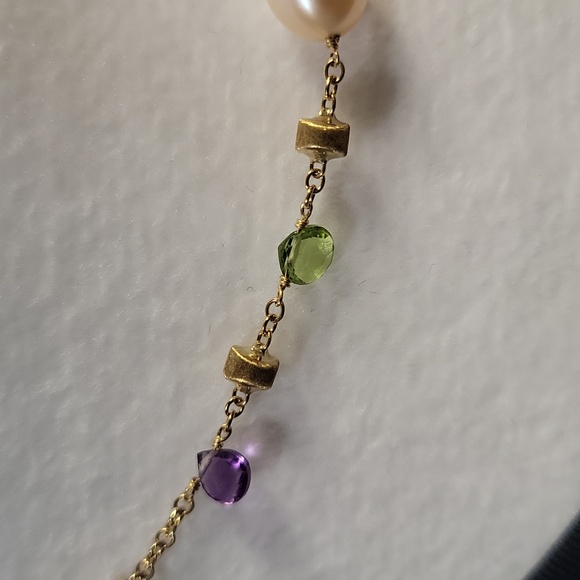 Marco Bicego 18k Yellow Gold Pearl and Mixed Gemstone Necklace - Picture 3 of 8